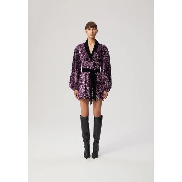 Jay Godfrey- NWT Polly Sequin Mini Wrap Dress – Sz:0 MSRP $375 RARE FIND! - Picture 3 of 6